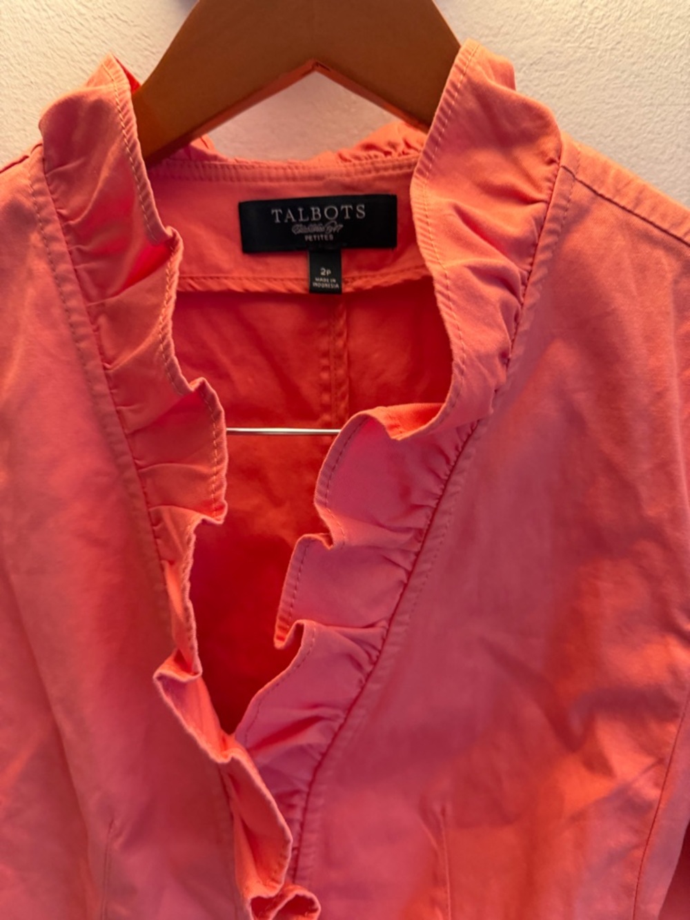 Talbots Coral Ruffle-Trim Jacket 2P - Picture 3 of 6